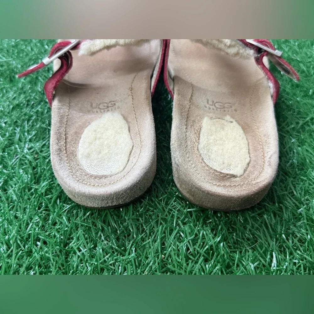 UGG Red Suede Buckle Sandals‎ Size 2